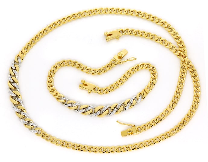 Foto 1 - Set Flachpanzerkette und Armband mit Diamanten 18K Gold, S1750