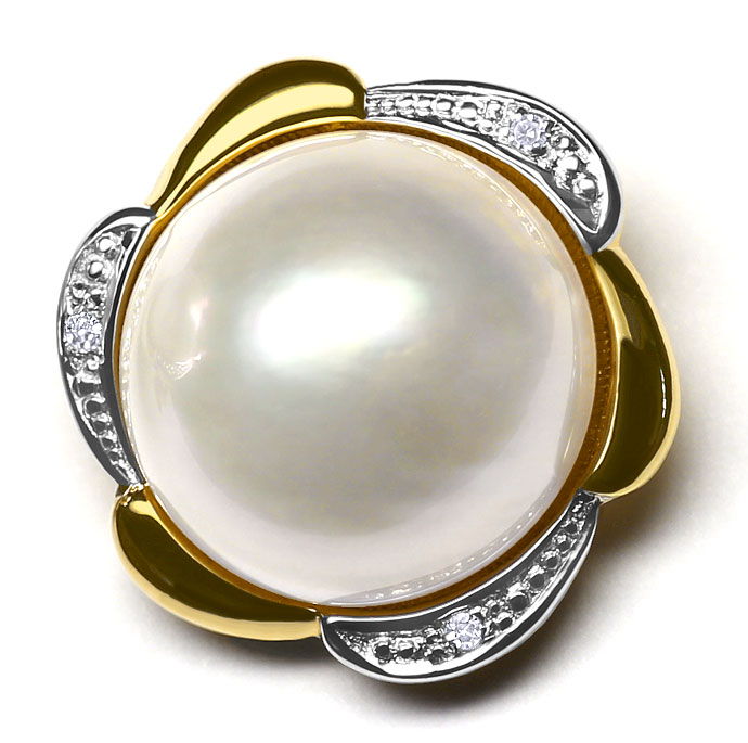 Foto 3 - Ohrringe mit 13mm Mabe Perle und Diamanten 14K Gelbgold, S3622