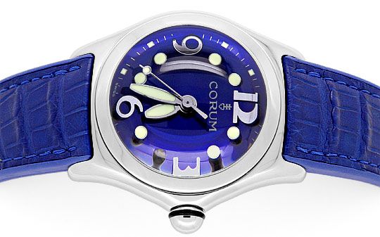 Foto 1 - Corum Bubble Königsblau Medium Uhr Edelstahl Ungetragen, U1500